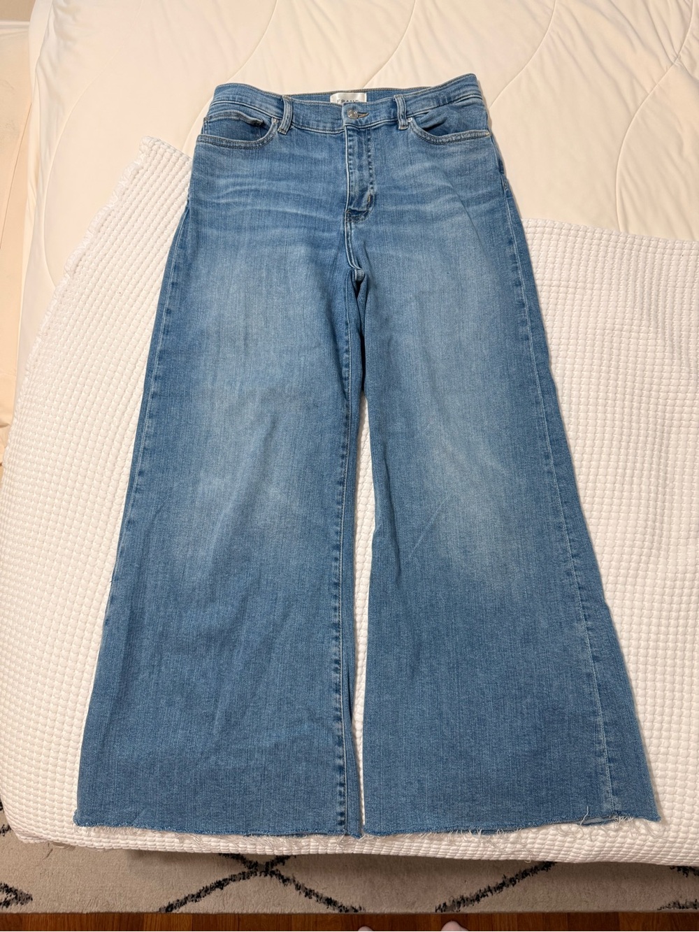 Frame Le Palazzo Crop - Medium Blue Wide-Leg High-Rise Jeans